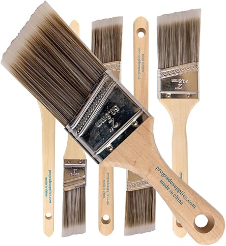 Vermeer Paquete de 6 pinceles angulares en varios tamaños para todo látex y pinturas al óleo y manchas, mejoras para el hogar, uso interior y