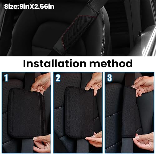 Miniatura 5 de BESULEN Fundas para cinturón de seguridad de automóvil, 2 unidades de malla de cuero, protector universal para correa de hombro para cinturón de