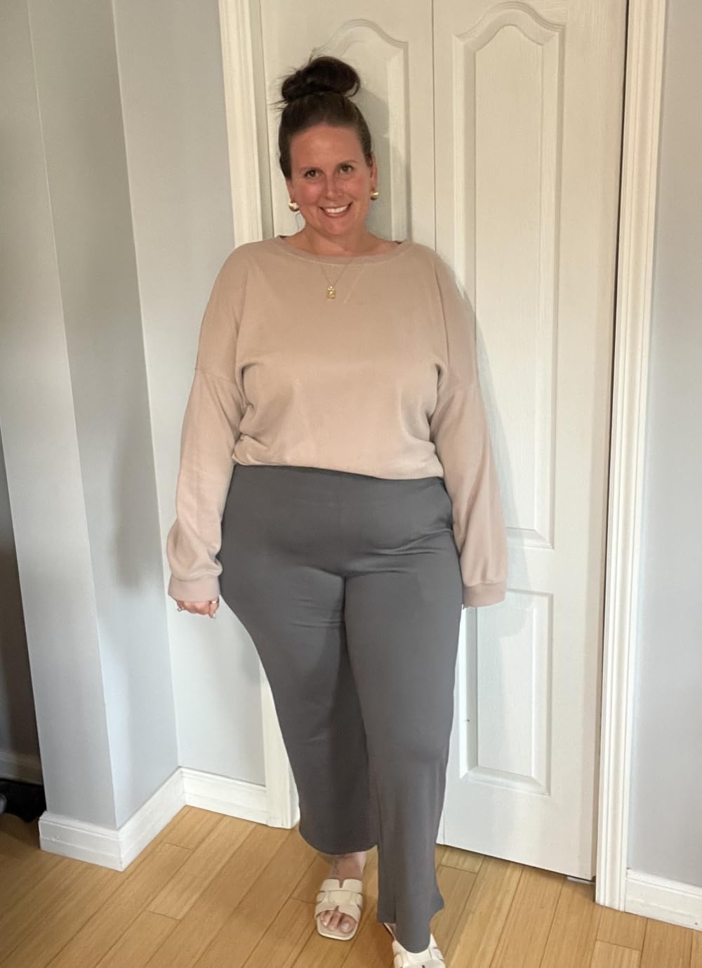 COOTRY Women's Plus Size Wide Leg Pants Yoga Pants with Pockets High Waist Stretch Work Dress Casual Sweatpants - Image 6