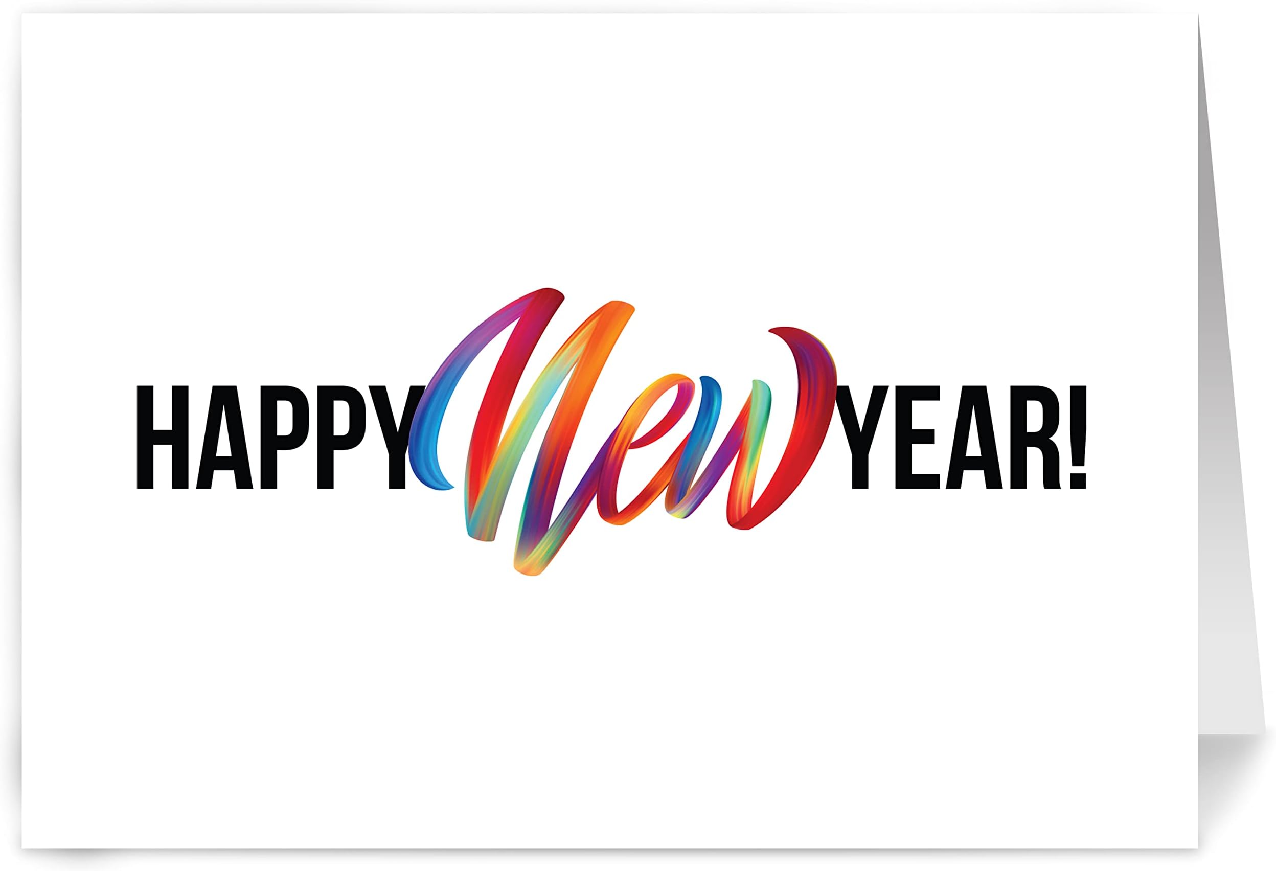 One Jade Lane Rainbow New Year & Holiday Cards - 5x7, Heavy Stock, Set of 18 Cards & Envelopes
