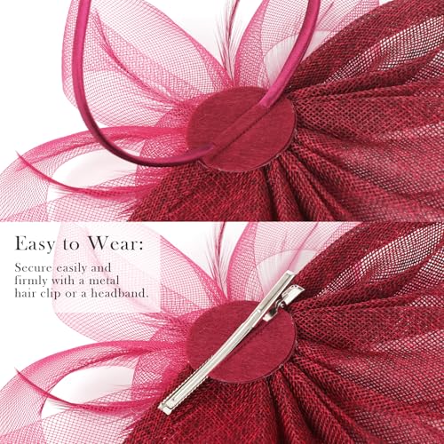 Image of DRESHOW Women Fascinator Hats Tea Party Hat Vintage Pillbox Hat Headband for Cocktail
