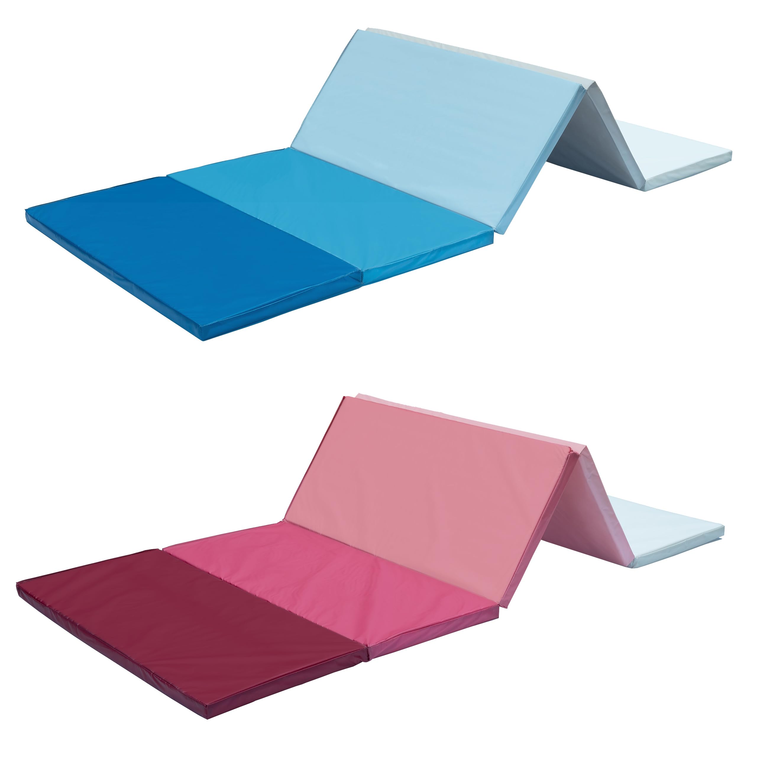 Tapis d'exercice triple pliable de 38 cm d'épaisseur - bleu - adapté à la gymnastique