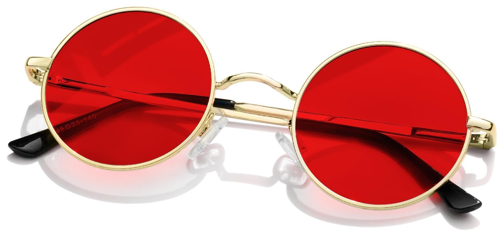 [KANASTAL] サングラス 丸 メンズ 丸型 偏光 ラウンド レディース クラシック デザイン ファッション 軽量 UVカット 人気 運転用 さんぐらす (赤い)