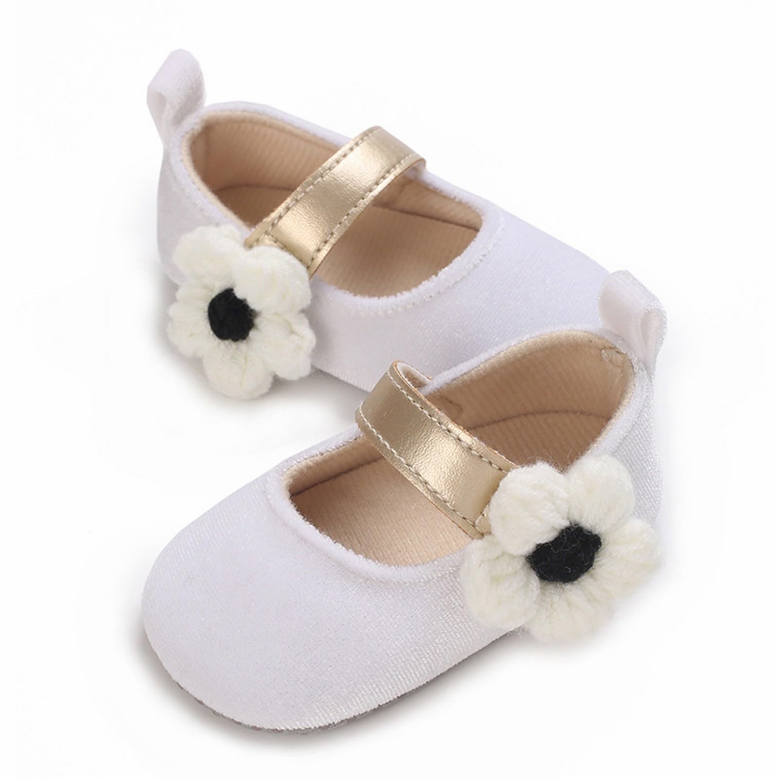 girls size 12 sandal Girls Slippers Cozy Fleece Booties Soft Bottom Warm 0 12 Months Girls (White, 4.5 Infant)