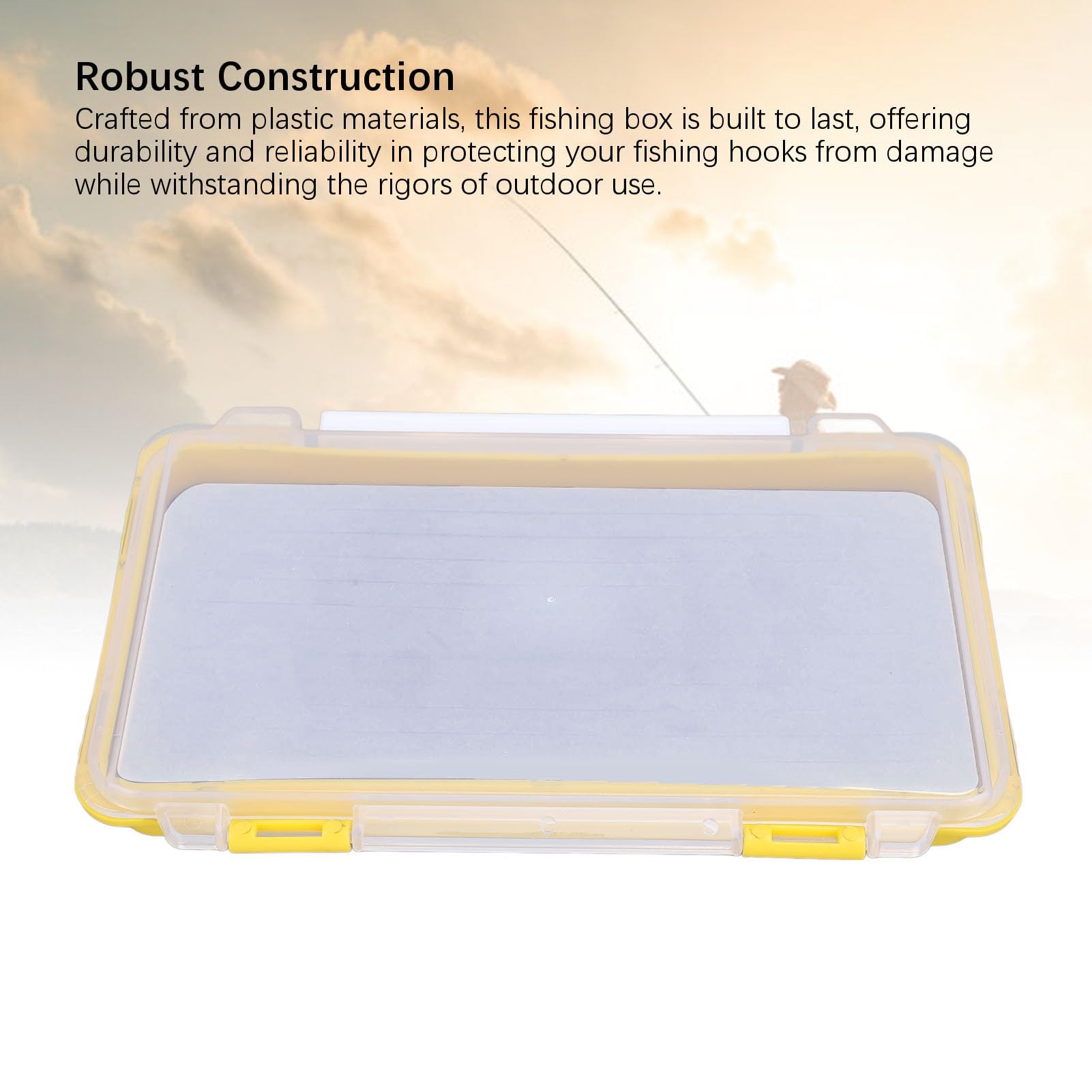 Boîte De Rangement Pêche étanche – Gabarit Et Hameçons, Mousse Intérieure, Plastique Durable, Jaune
