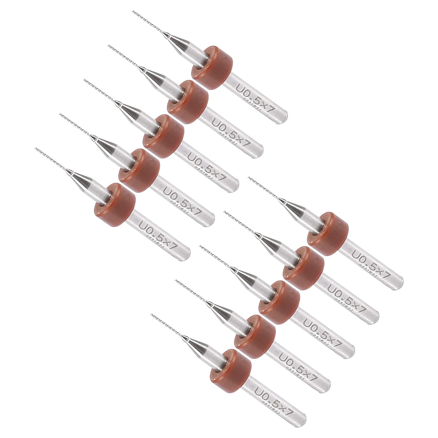 Micro PCB Drill Bits, 1/8" Shank 0.5mm Cutting Edge, Tungsten Carbide Print Circuit Board Drill Bit - (Applications: for CNC Drilling Engraving Machine), 1-Set (10-Pieces)