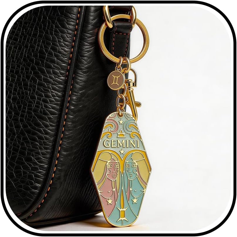 Long tiantian Zodiac Keychain Boho Vintage Keychain Purse Bag Charm Cute Car Keys Accessories Astrology Zodiac Sign Gift