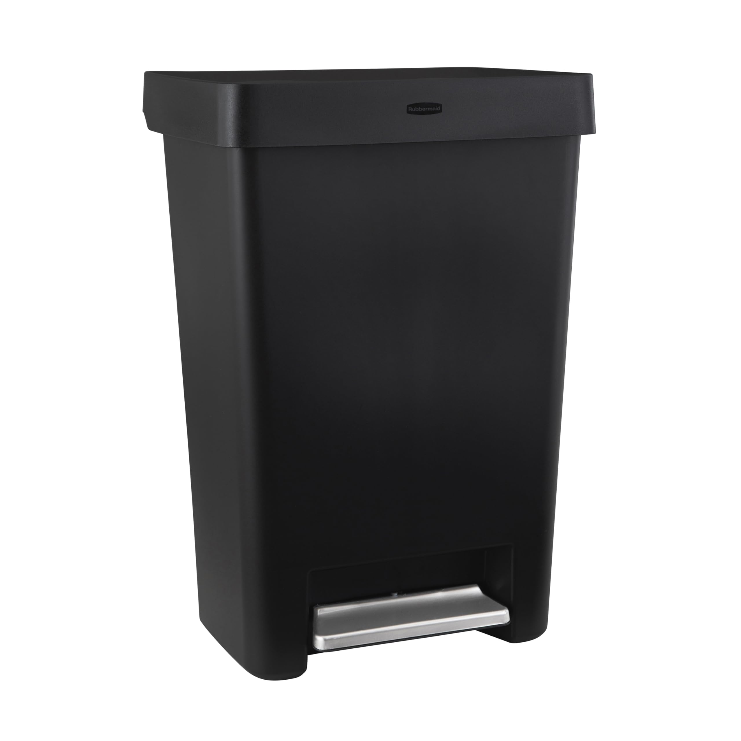 Rubbermaid 13 Gallon Step-On Kitchen Trash Can with Lid, Garbage Can, Black Trash Container