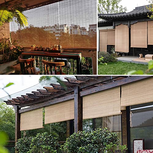 18-72" Wide Outdoor Bamboo Roller Blinds Shade 70% Blackout Bamboo Roll Up Shades Bamboo Blinds For Outdoor Patio Privacy Shades For Windows Provide Great Shade Roman Blinds Cordless (Size : 26" Wx47 #TOP3