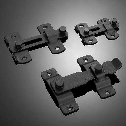 Miniatura 6 de Pestillo de puerta abatible negro mate para puerta de seguridad para valla de madera de granero puertas francesas correderas, cerradura de hardware