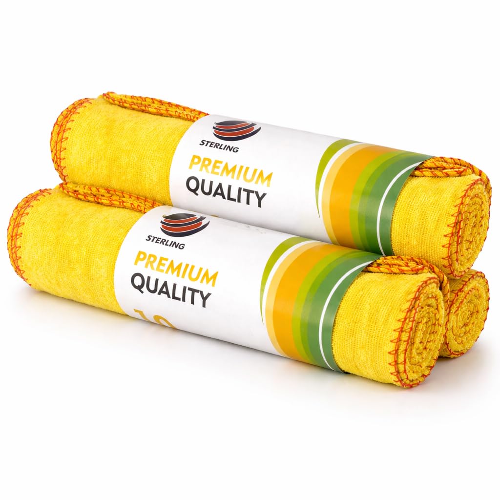 Catergold 10 Pcs Yellow Duster 100% Cotton Cleaning Cloth Premium Washable Reusable Kitchen Dusting Cloth Car Office Cleaning Cloth (3)