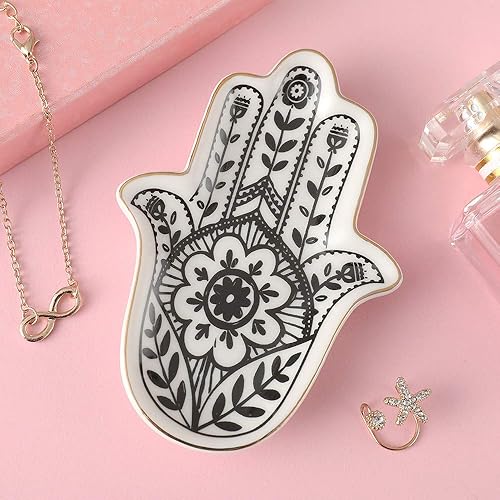 Miniatura 2 de Stephanie Imports Hamsa - Plato de cerámica y plato decorativo para joyas