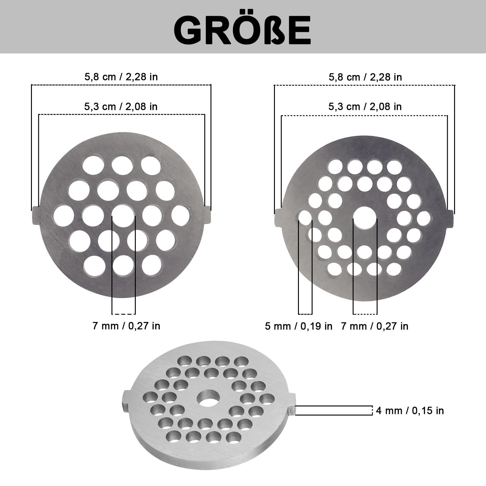 Vleesmolen Plaat Schijfmes, Crusher Vleesmolen Mes 5 / 7mm Gat(Small round hole 3mm, Blue