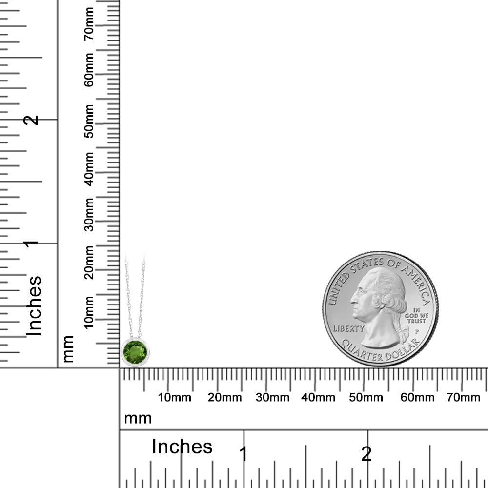 Gem Stone King 14K White Gold Green Chrome Diopside Pendant Necklace For Women (0.50 Cttw, Gemstone, Round 5MM, with 18 Inch Chain) - Image 3