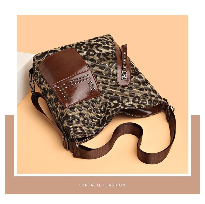 Leopard Tote Bag Cheetah Print Hobo Bag Large Shoulder Bag Tote Handbag Women Reusable Grocery Shopping Bag3