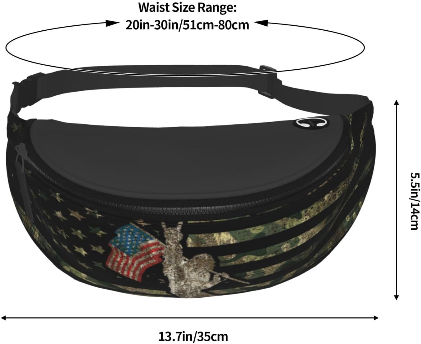 Camo Camouflage Hunting Bigfoot American Flag Fashion Casual Fanny Pack Waist Bag Men Women Adjustable Belt Waist Bag For Travel Hiking Cycling Running Festival Carnival - Image 8