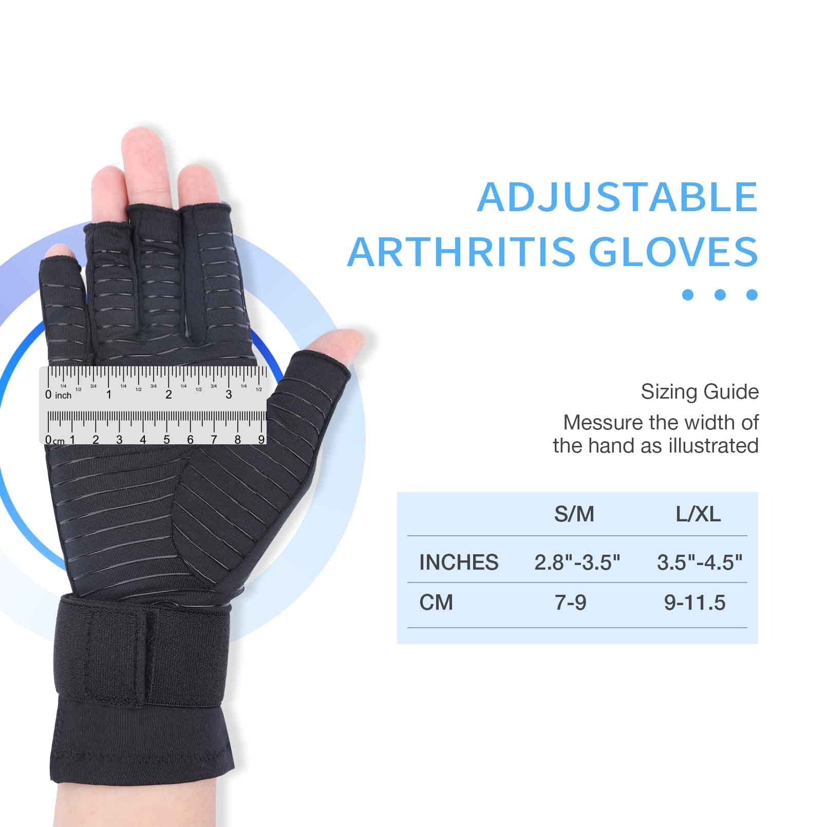 Tikaton Kupfer-infundierte Arthritis-Kompressionshandschuhe mit Handgelenkschlaufe für Handschmerzen, Karpaltunnelsyndrom, Sehnenscheidenentzündung, passend für Damen und Herren, Schwarz,
