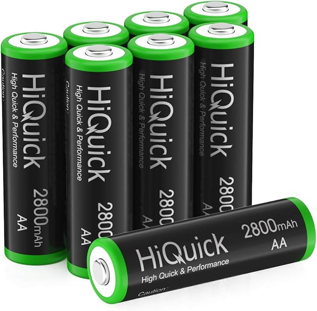 HiQuick 8pcs 2800mAh Ni-MH AA Rechargeable Batteries High Capacity Rechargeable Battery AA 1.2 Volt(1.2 V) Low Self-Discharge (AA Batteries Rechargeable x8)