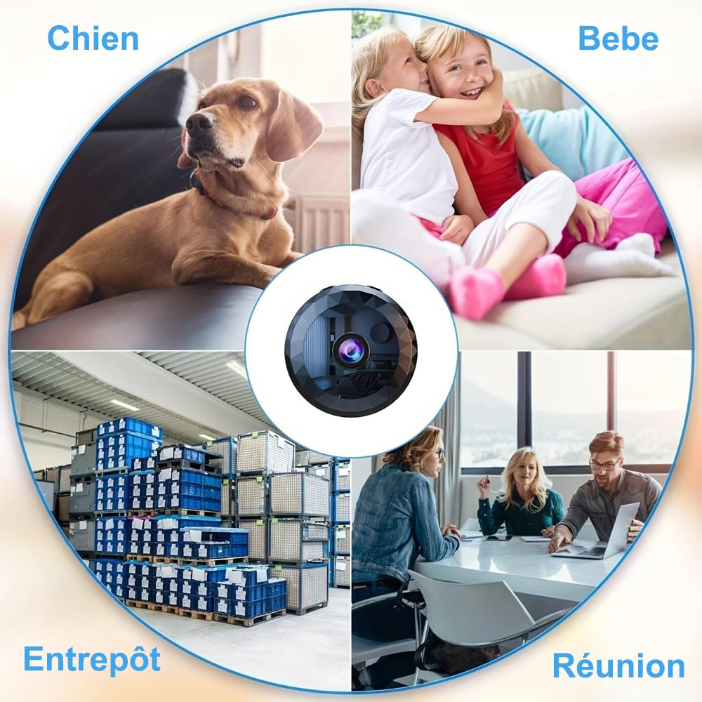 Mini Camera Espion sans Fil, Micro Camera Surveillance WiFi Interieur/Exterieur sans Fil Discrete avec Détection de Mouvement, Petit Cachee Camera Espion pour Bebe Maison Chat Voiture Chien