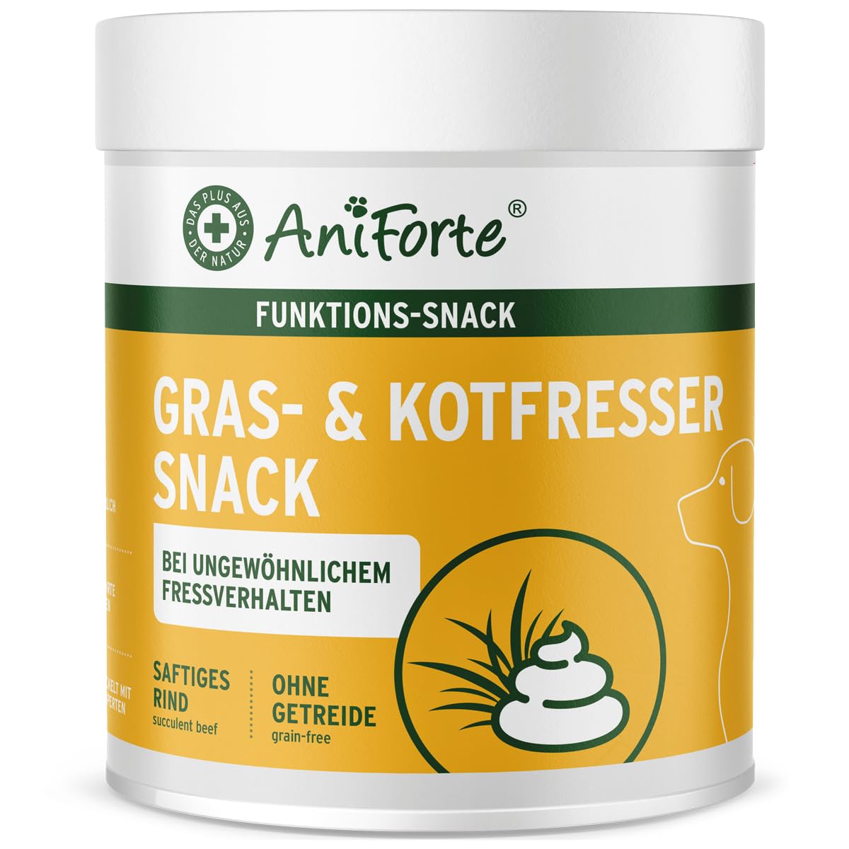 AniForte Gras- & Kotfresser Snack 300g für Hunde – bei Fressen von Gras & KOT, beruhigt den Magen, Grasfresser Drops mit Heilerde, Ulmenrinde, Flohsamen & Präbiotika, 100% natürlich