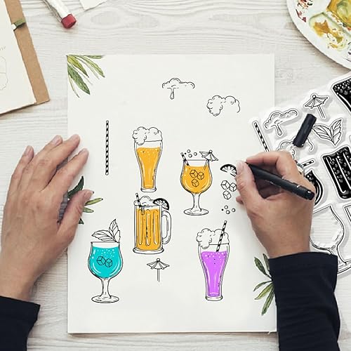 Miniatura 2 de GLOBLELAND Sellos transparentes de cerveza, sellos transparentes decorativos de cerveza, sellos de silicona para hacer tarjetas y decoración de