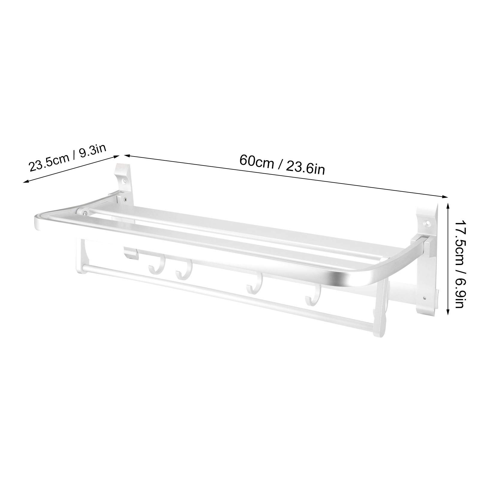 Fafeicy Półka do Przechowywania White Space Aluminiowy Składany Wieszak na Ręczniki z Ukrytymi śrubami Montażowymi Składany Wieszak na Ręczniki do łazienki Toaleta Organizer ścienny Kąpielowe