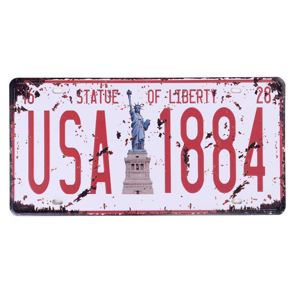 Shinewe Auto License Plate Car Tag Home/Cafe Bar/Pub/Restaurant/Exhibition Wall Decor Vintage Plaque 15x30cm (USA 1884)