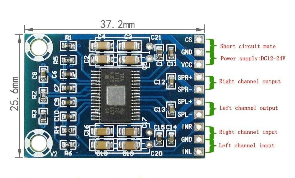 5pcs XH-M562 TPA3116D2 Digital Audio Amplifier DC 12V-24V 2x50W Dual Channel