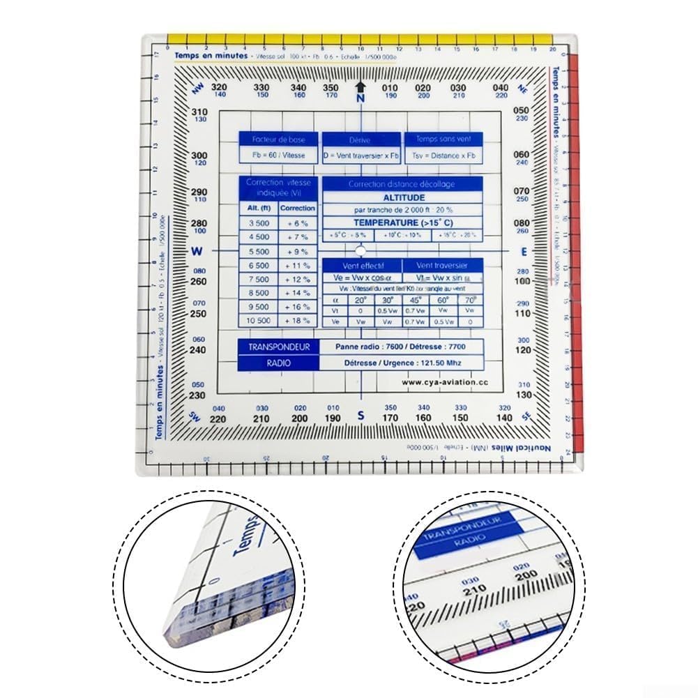 Règle de Navigation aéronautique, rapporteur, tracé de Carte, Outil de Mesure pour étudiants, Pilotes, navigateurs, étalonnage précis, Règle de Vol en Plastique