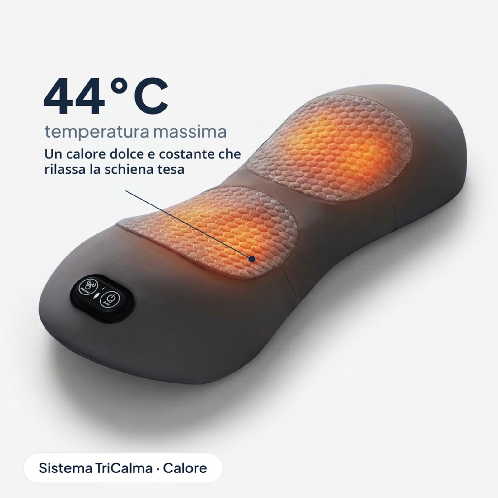 Tepora Tricalma Lombare Elettrico 3-in-1 con Calore e Vibrazione (Grigio scuro)