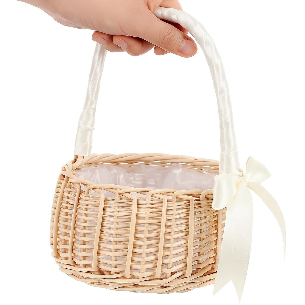 Handwoven Wicker Basket Flower Fruit Storage Wedding Hamper Hanging Home Decor