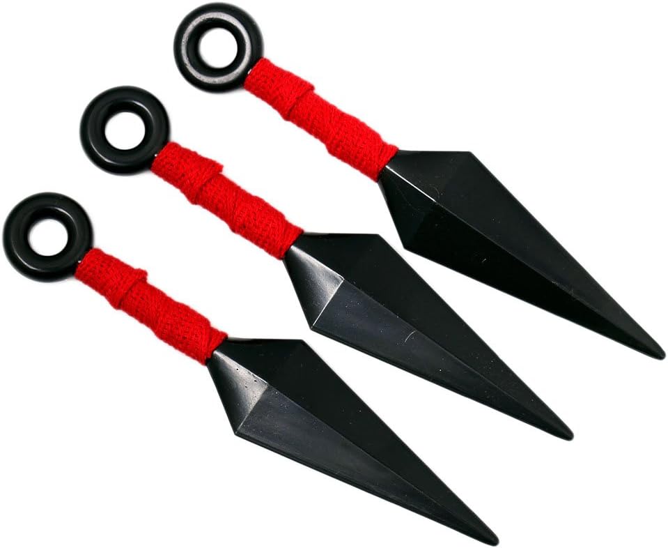 Zaroter Set of 3 Pcs Ninja Weapons Props Big Kunai Plastic Toy, Red
