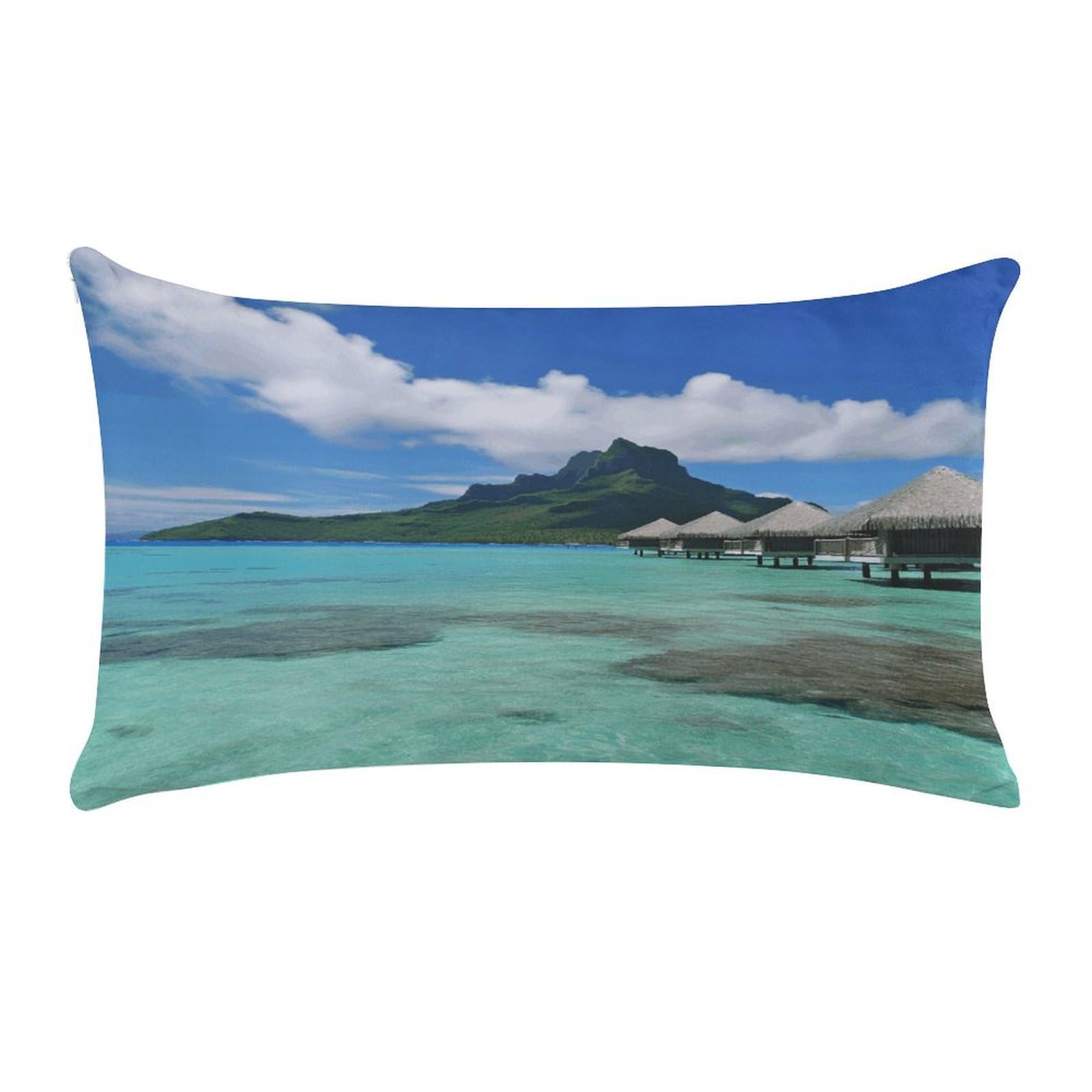 FodPand Tahiti Beach1 Throw Pillow Covers Rectangular Pillow Case Short Plush Pillowcase Cozy Pillow Protector Pillow Shames Soft Cushion Cases Decor Lumbar Pillow Shell 12"X20"