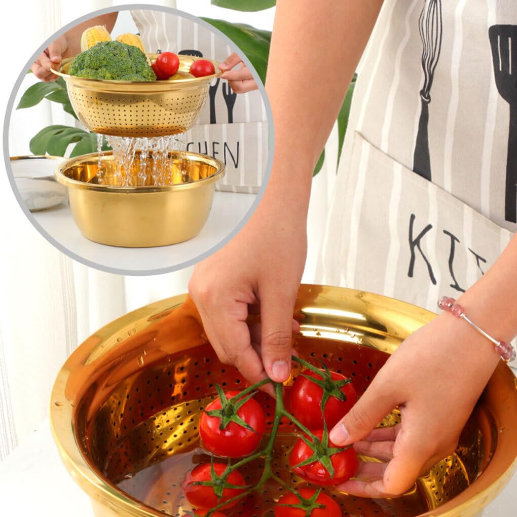Colino con Ciotola Ampia Applicazione per Vari scopi in Cucina Acciaio Inossidabile Resistente e alla Moda Facile da Usare, Fantasia Rossa
