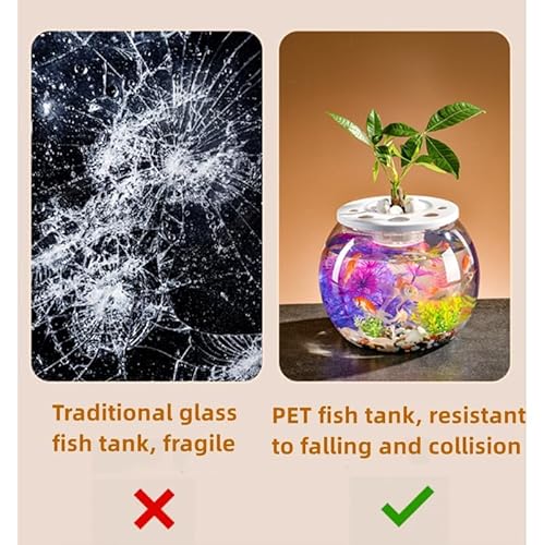 Aquariumschale,Kugelaquarium Bruchsicherer,Kunststoff Fischschale, ideal für Blumen oder als Fischglas, Kleines Rundes Fischaquarium Für Betta-Fische,Mini-Aquarium Für Wohnzimmer,18 cm