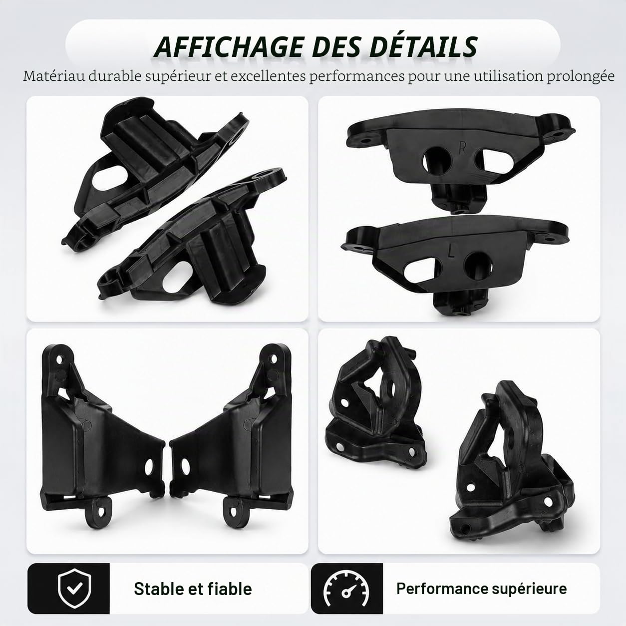 Kit de Réparation Support de Phare Avant Gauche et Droit 6212.E3 6212.E4 Compatible avec Peugeot 308 2008-2013 408 2010-2014, Supports Fixation Optique de Phare avec Vis et Rondelles