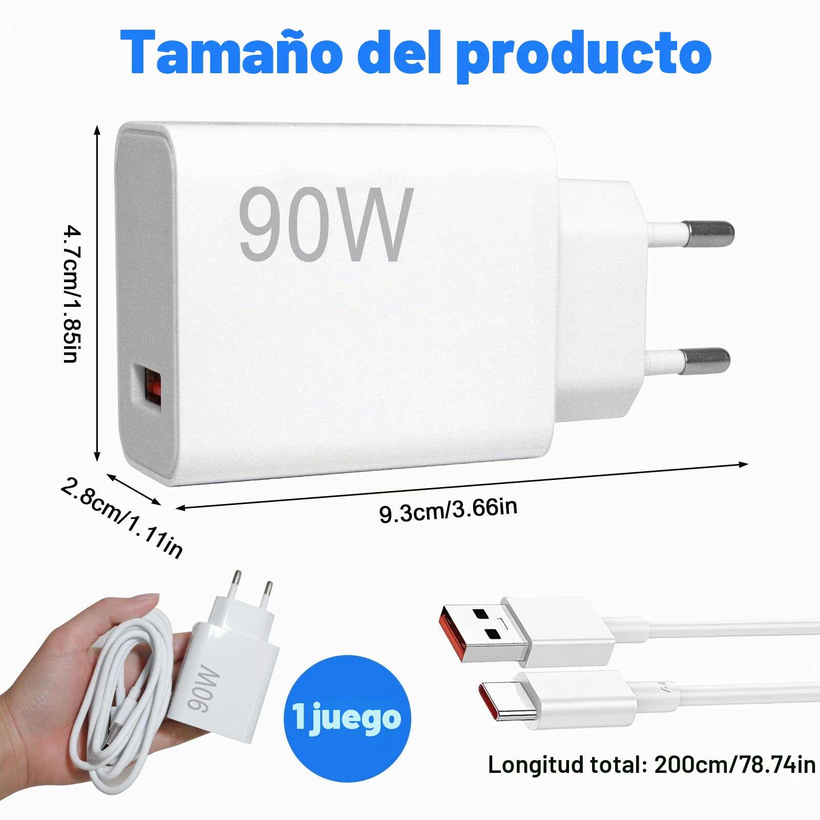 Cargador USB C 90W para Xiaomi 15 Pro /15 Ultra/ 14 Ultra Red-mi Turbo 3/ Note 14 Pro+/Note 15 Pro+/K80, cargador rápido con cable USB Type-C 6A 2m