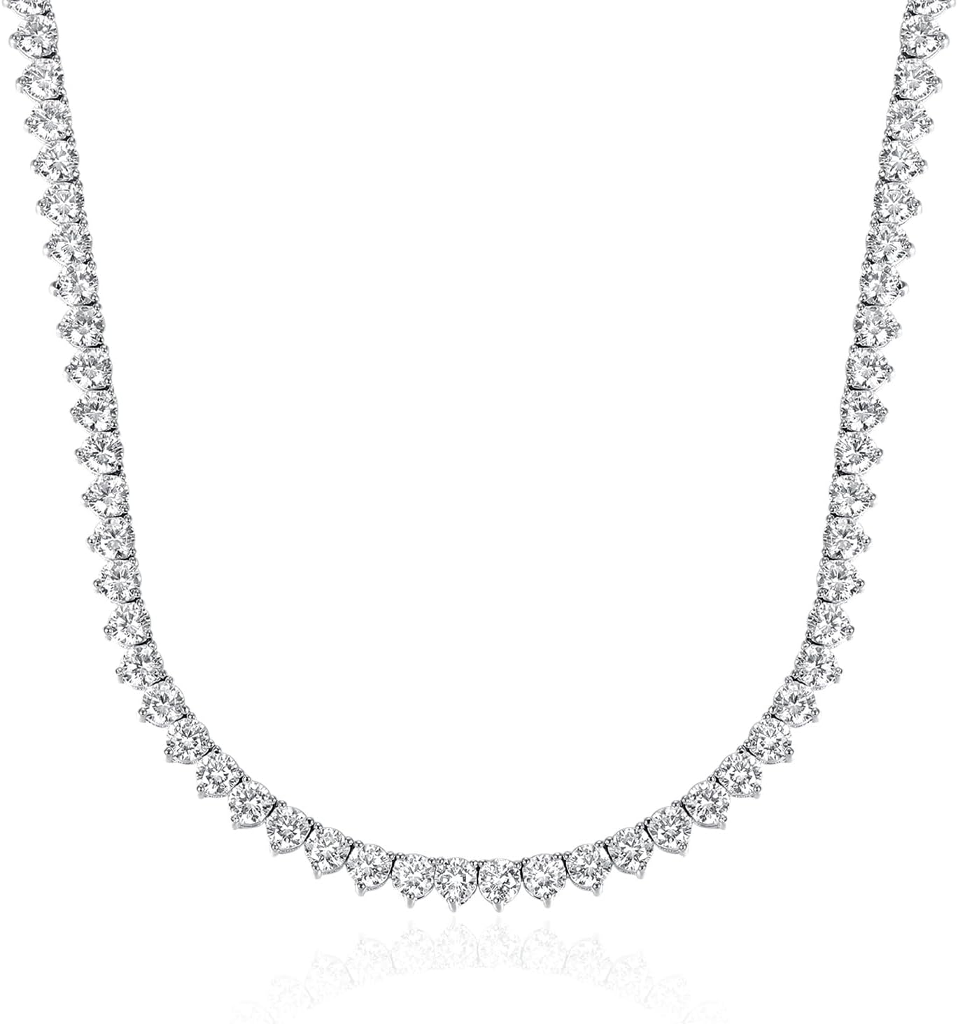 MDFUN Tennis Necklace for Women and Men 18K Gold Plated 3prong Cubic Zirconia Chain 4mm Round cut CZ Chain