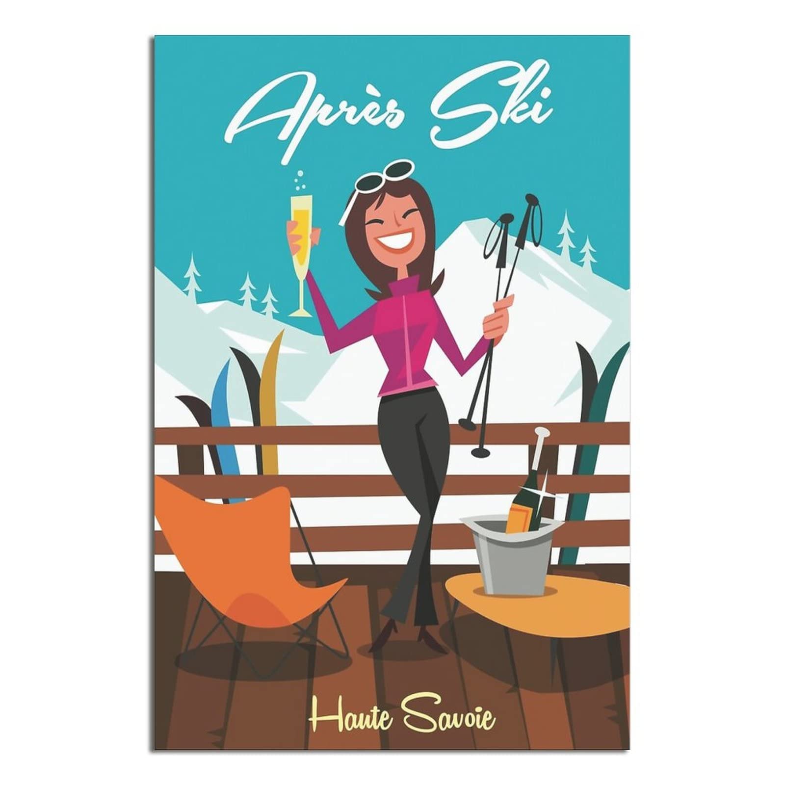 France Ski Girl Vintage Travel Poster Canvas Art Wall Decor Poster Picture Print Painting Posters Gift 8x12inchs(20x30cm)