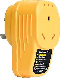 RV Surge Protector 30 Amp, Briidea Adapter Circuit Analyzer with LED Indicator Light, 30 Amp Male to 30 Amp Female for RV Trailer, Yellow