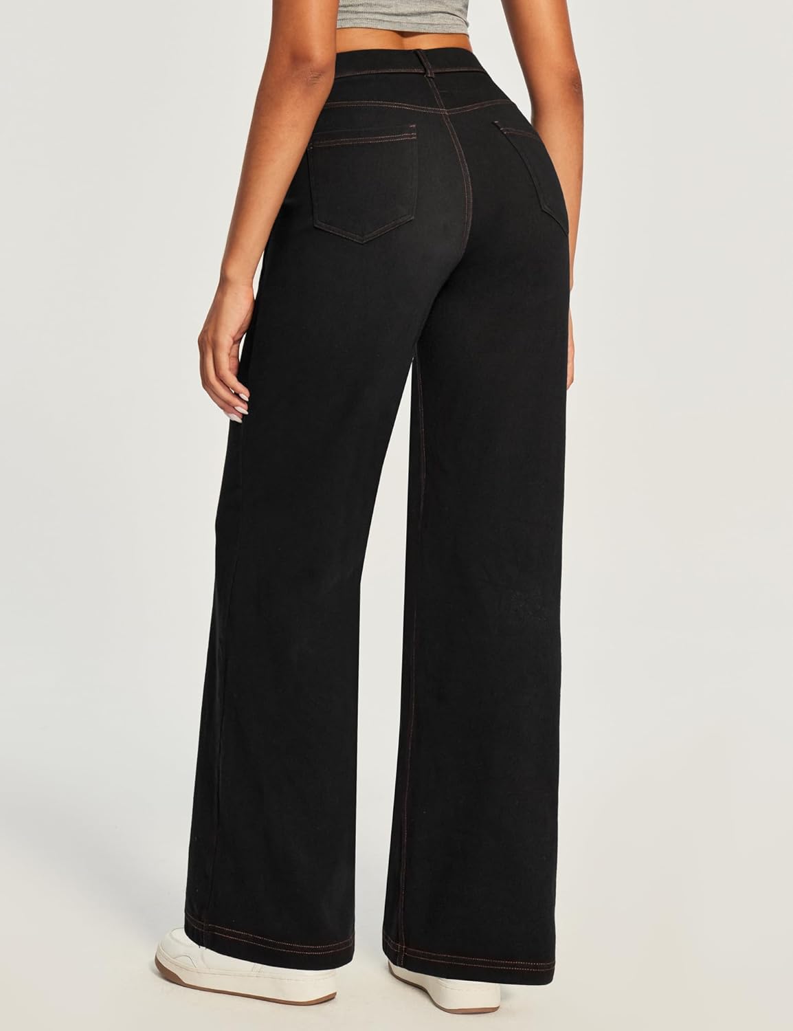 Ewedoos Wide Leg Jeans Woman Stretchy Sweatpant Jeans for Women Pull On High Waisted Straight Women Jeans Baggy Denim Pants - Image 2