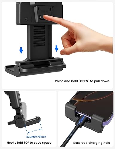 Miniatura 6 de OHLPRO Soporte para tablet para tablero de automóvil y parabrisas, soporte para iPad con ventosa para camión, rotación de 360, abrazadera ajustable