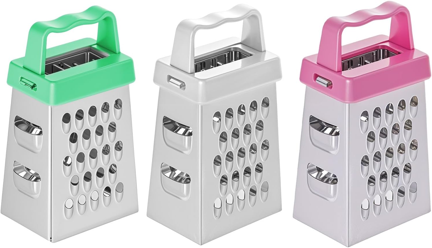 Mini rallador de queso, 3 unidades de acero inoxidable con asa, ralladores profesionales para cortar quesos para cocina, queso, jengibre y verduras