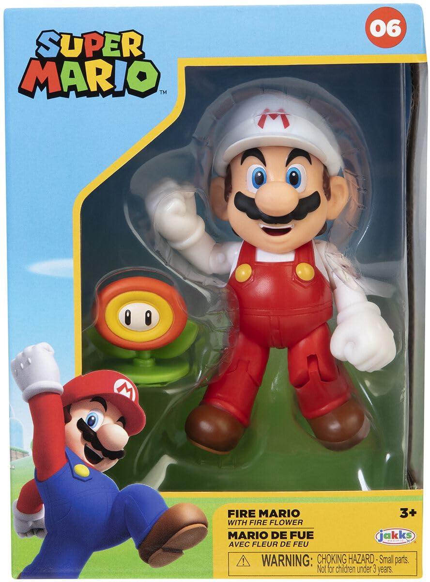 Jakks Pacific HK Ltd FIGURINA col. Mario Fuoco 10CM, Nero, One Size