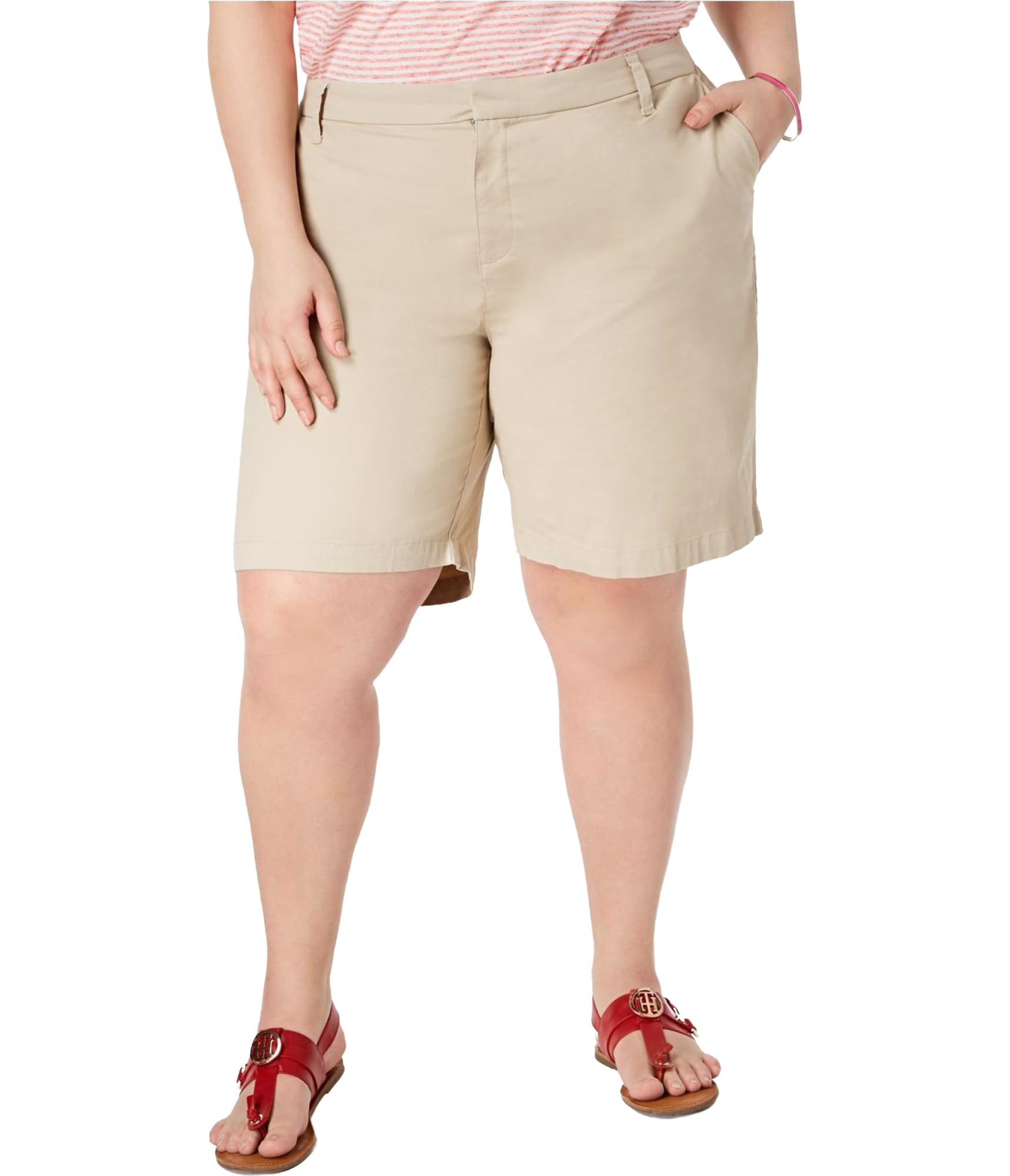 Tommy Hilfiger Damen 9" Hollywood Chino Lässige Shorts, Khaki, 46