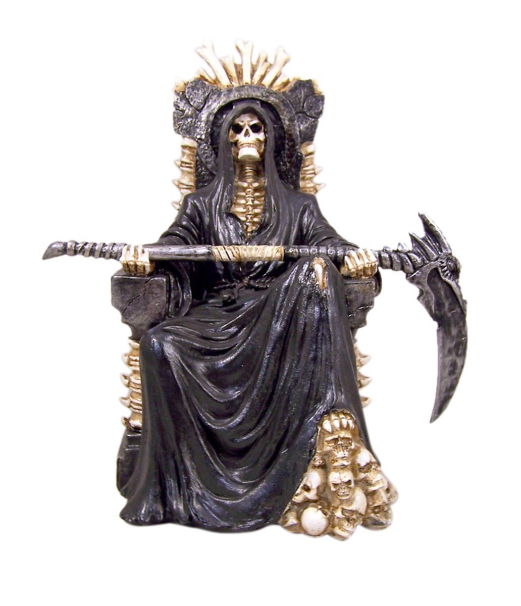 Ruler of the Underworld Reaper on the Throne Resin Statue, 10 1/2 Inch (H)