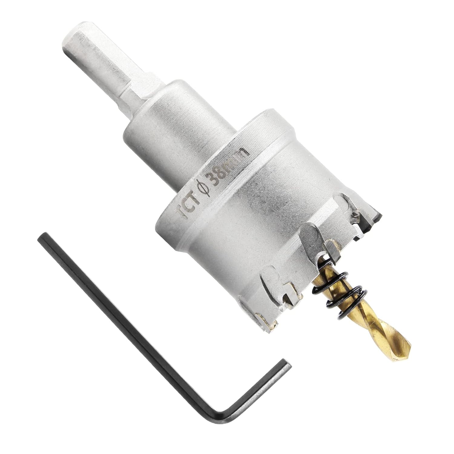 Metal Hole Saw 1-1/2 Inch / 38mm Hole Saw Drill Bit, Tungsten Carbide Tipped Hole Cutter with Titanium Plated Pilot Drill Bit, TCT Hole Saw for Stainless Steel Sheet Metal Brass Aluminum