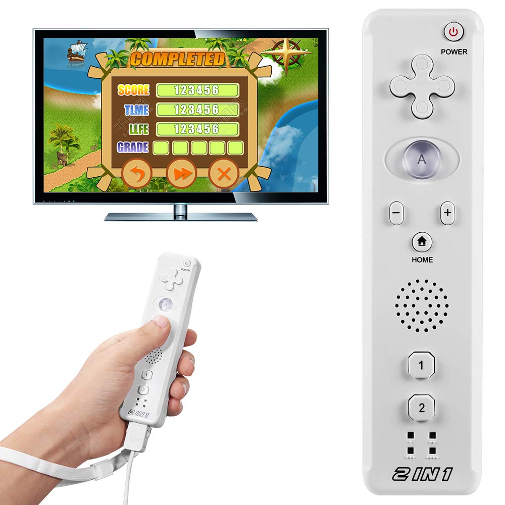 MODESLAB 4 Pack Wii Remote Controller, Built in Motion Plus Replacement Remote Controller Compatible for Wii Wii U, with Wrist Strap (White/Black)
