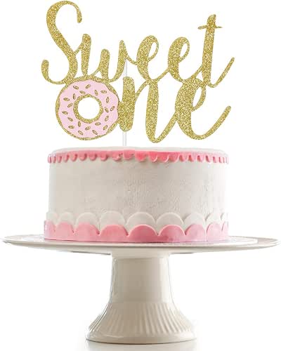 Sweet Gold Donut Cake Topper - 1st Birthday Girl's Donut-Themed