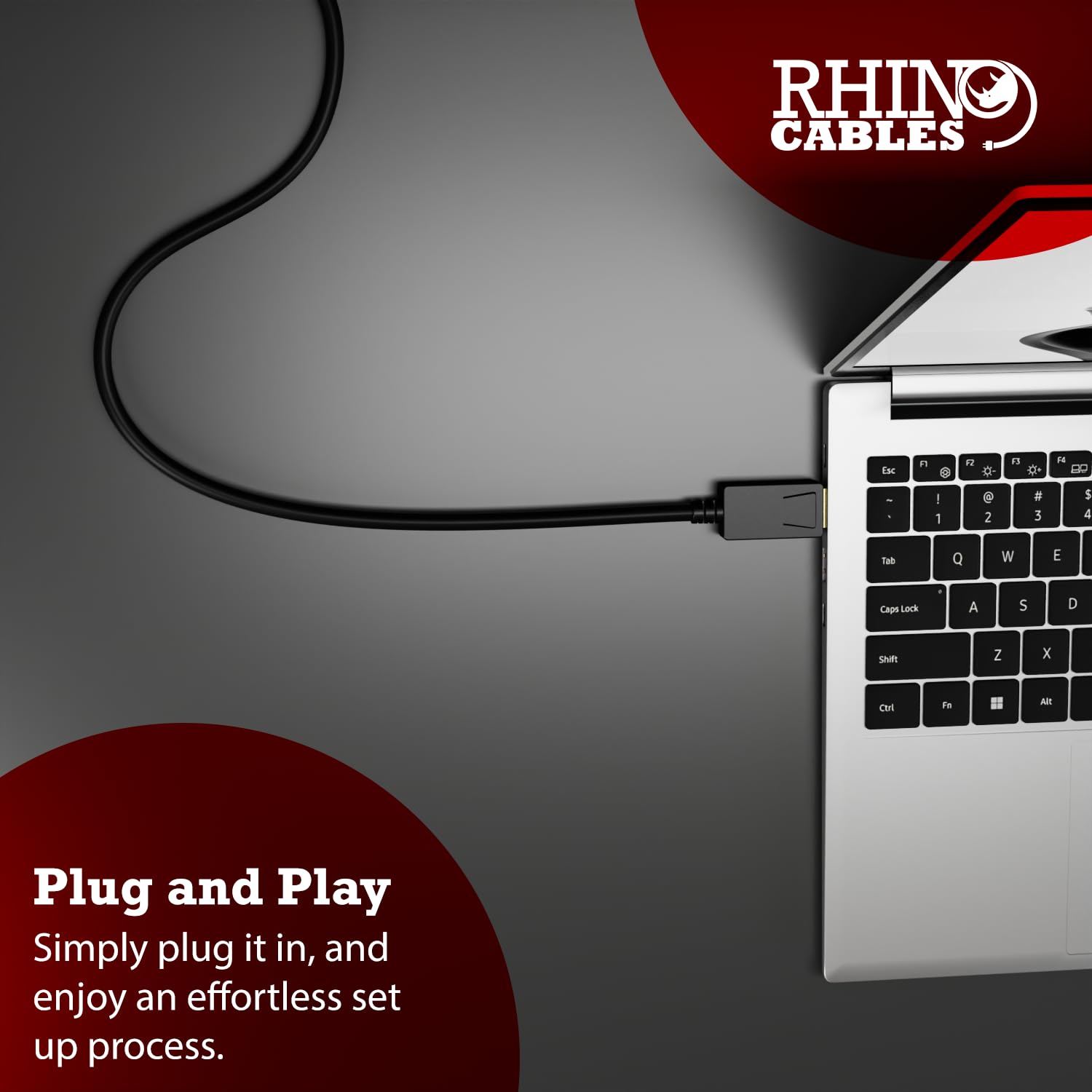 Rhinocables® Câble de port d'affichage Displayport avec clips de verrouillage sécurisés pour une meilleure connectivité (0,5 m (50 cm), standard